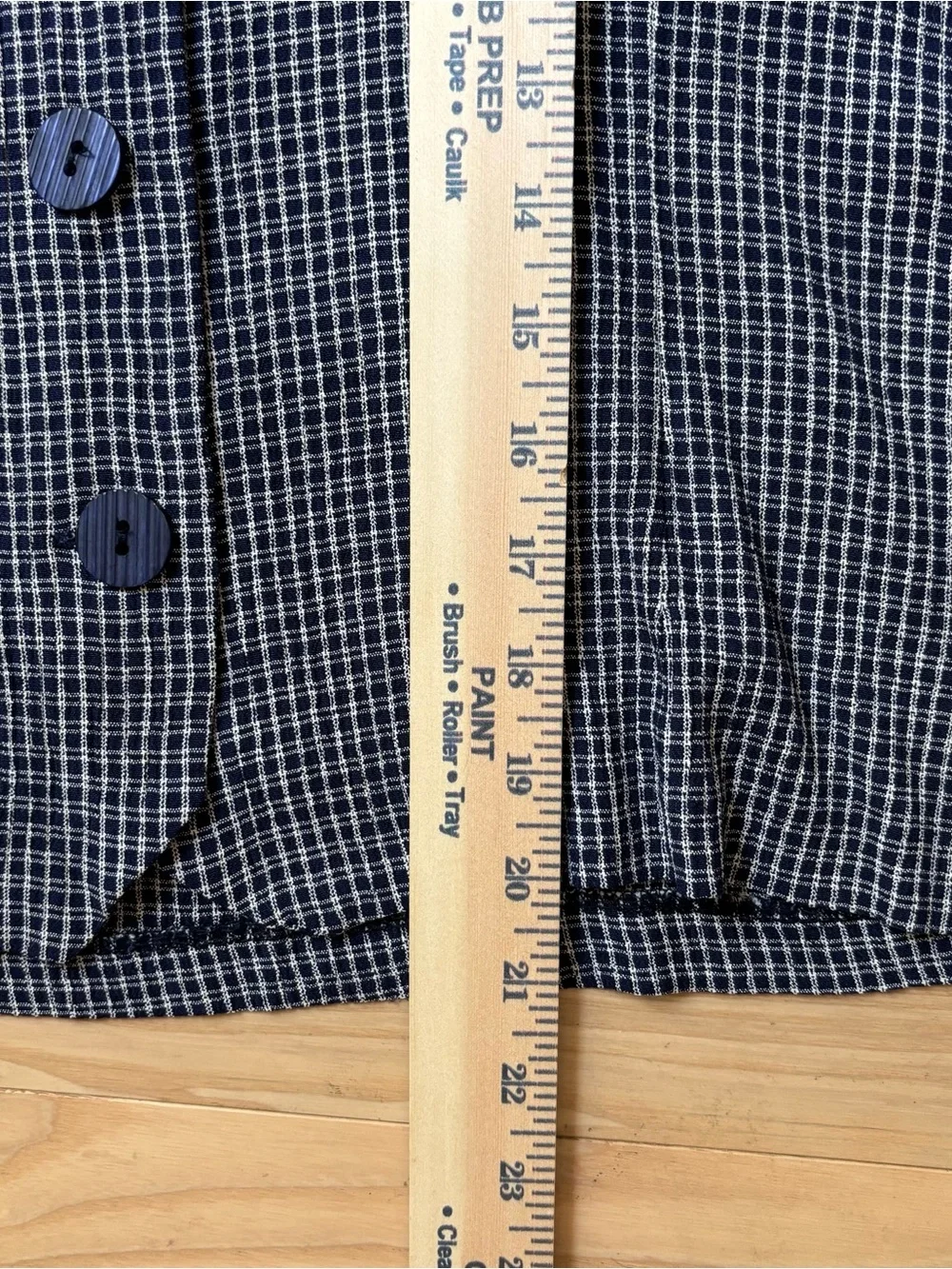 Vintage Ellen Figg Navy Check Button Front Blouse Top L Made USA